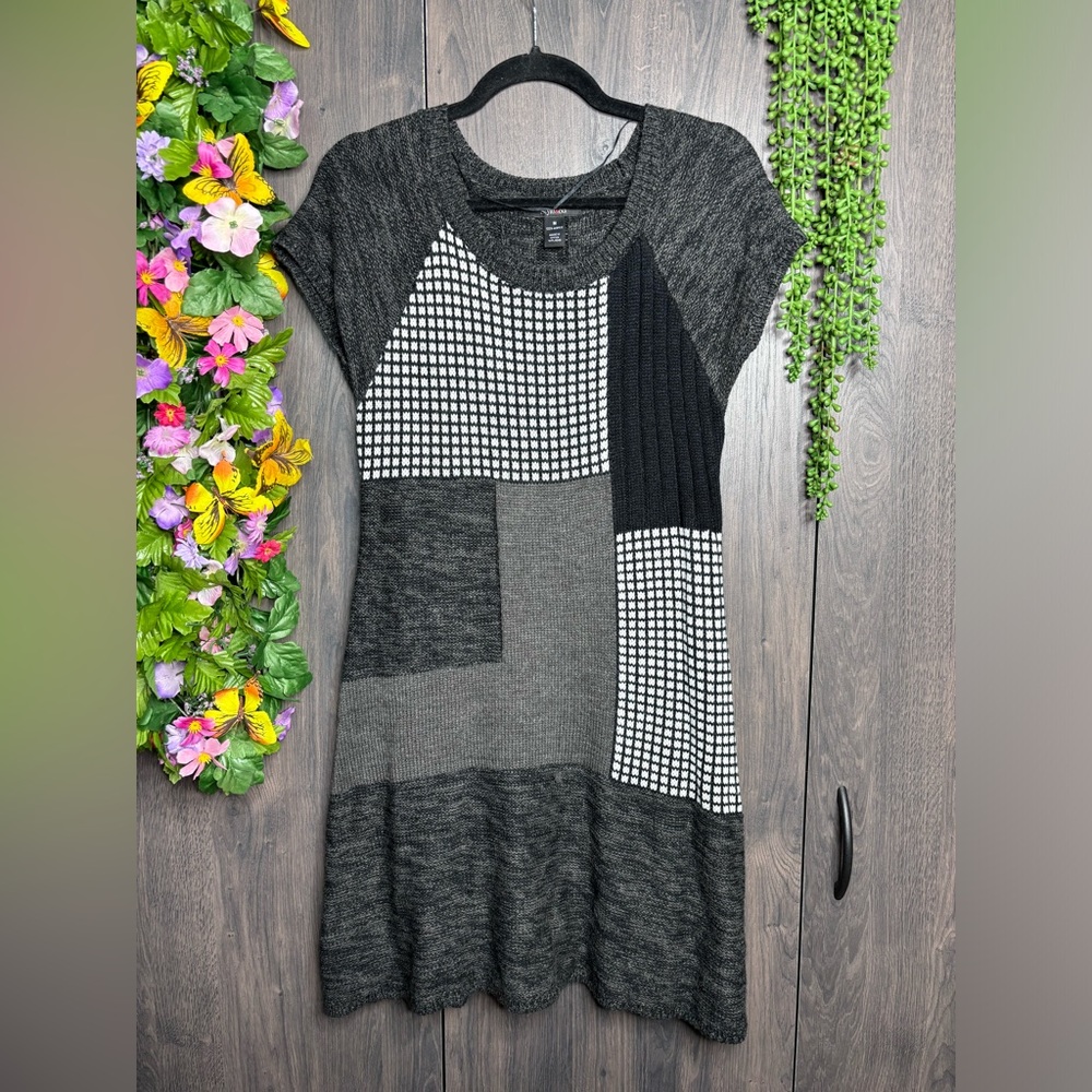 **🌼3/$30🌼Style & Co Short Sleeve Colorblock Woven Sweater Dress Size Medium - Picture 2 of 16